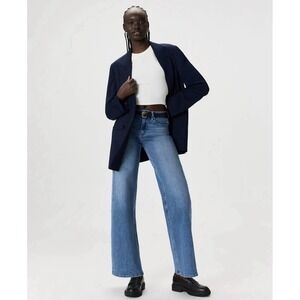 Quince Bella Stretch Wide Leg Jeans Faded Blue Organic Cotton Womens Size 30